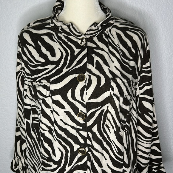 Chico’s Zebra Print Linen Blend Jacket 2 Large - Picture 3 of 11